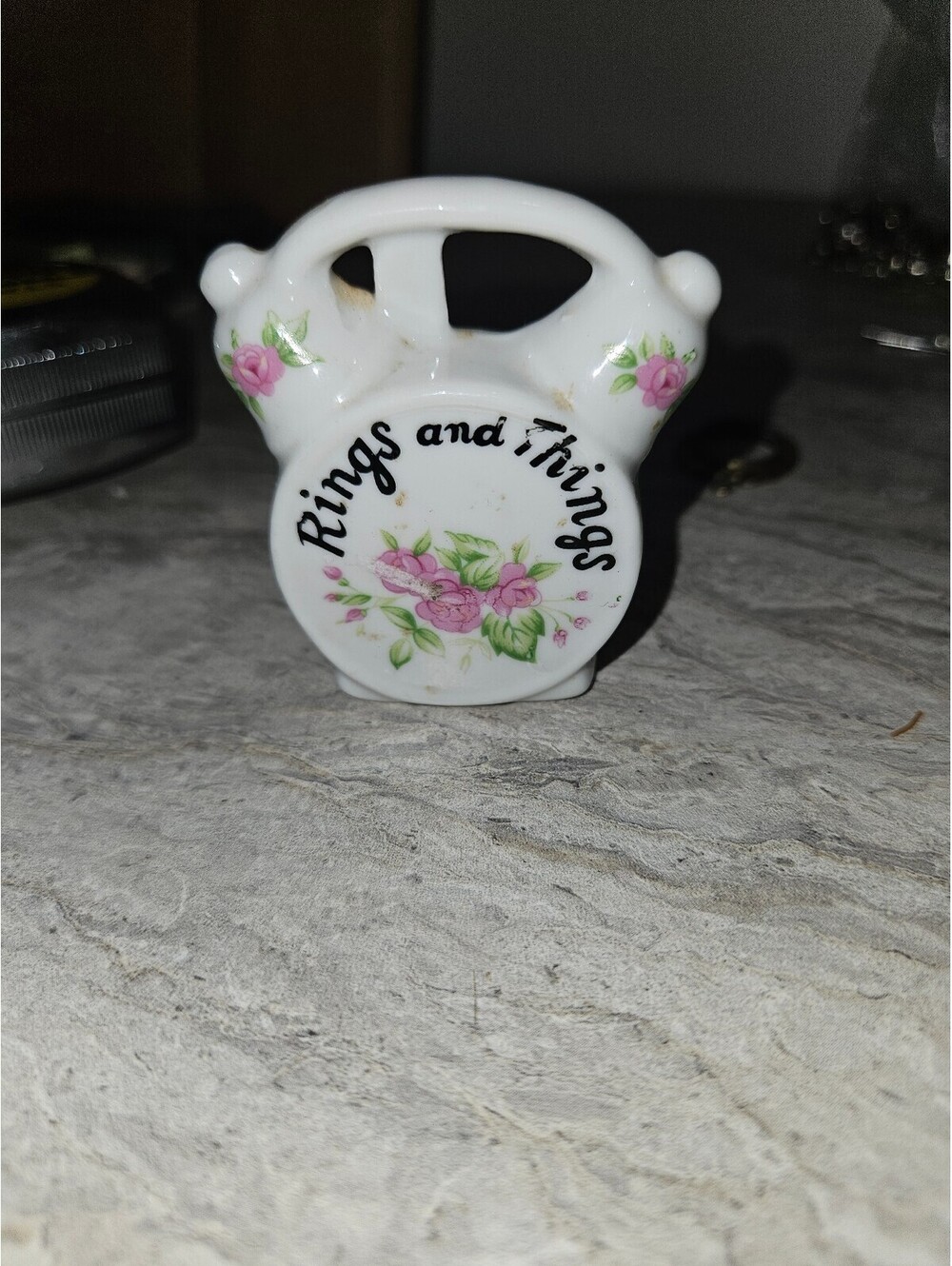 Vintage Porcelain Rings and Things Jewelry Holder